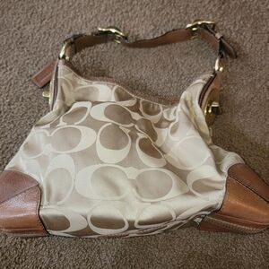 Coach Brown and Cream Shoulder Bag